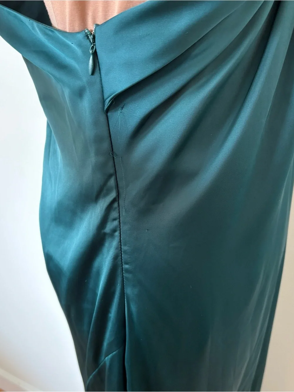 Free People Victoria Green Twist One Shoulder Satin Maxi Dress Gown Size 16